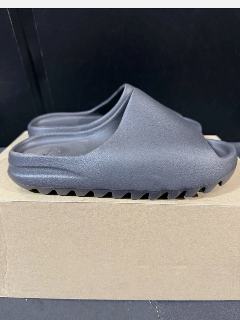 Black Ribbed Slide Sandals
